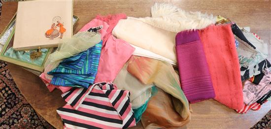 Collection of 1930s and later hankies and scarves